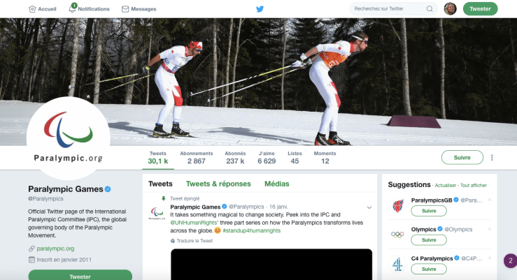 Twitter des Jeux Paralympiques 